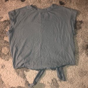 BLUE SLEEVELESS TOP + TIE IN BACK!